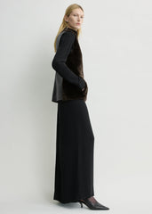 Shearling-front top espresso