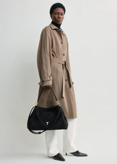 T-lock suede satchel black