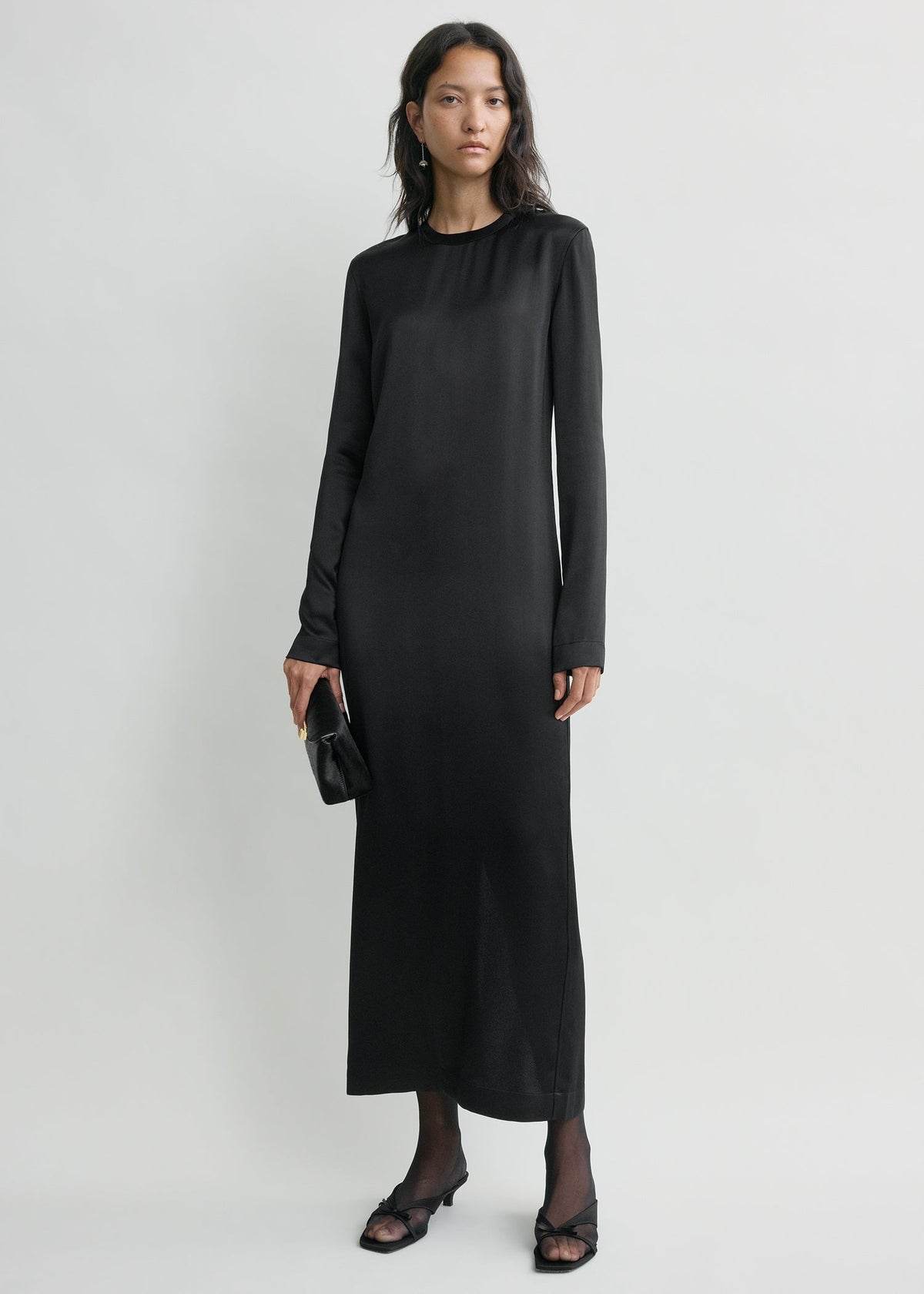Long satin dress black