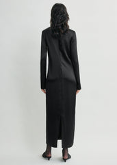 Long satin dress black