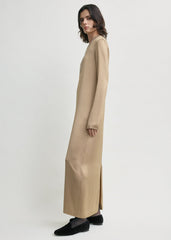 Long satin dress latte