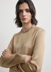 Long satin dress latte