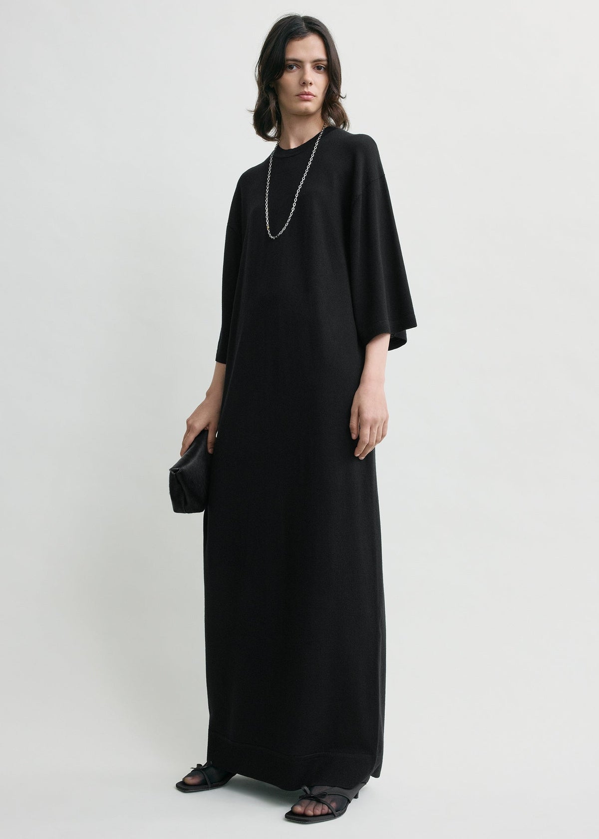 Merino knit tee dress black petite