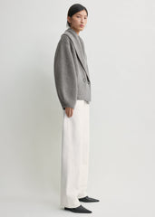 Shawl-lapel cardigan mid grey