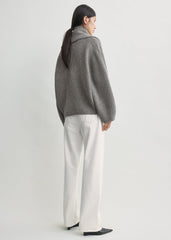 Shawl-lapel cardigan mid grey