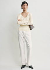 Merino knit top ecru