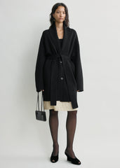 Shawl-lapel robe black petite
