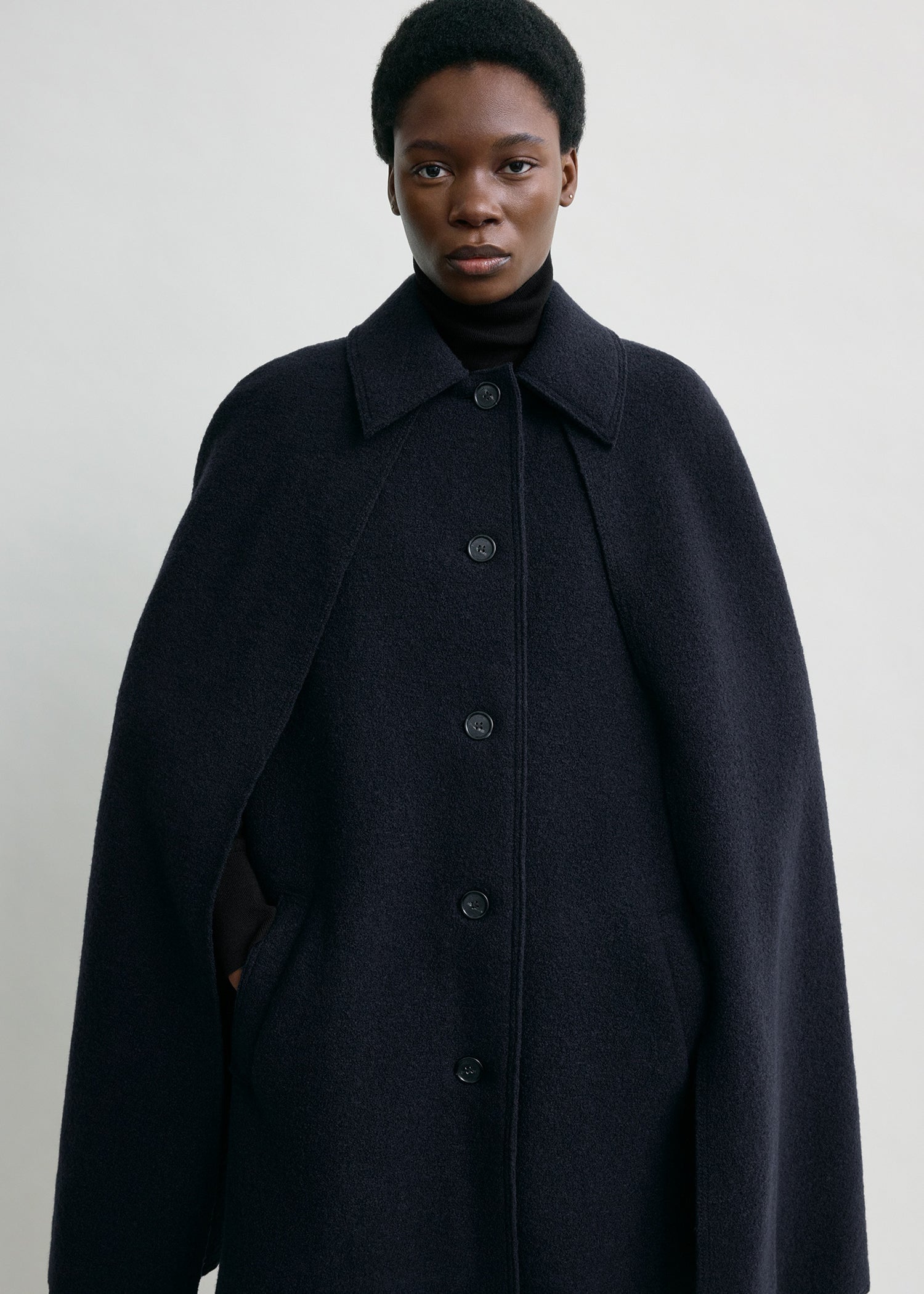 Cape coat navy petite