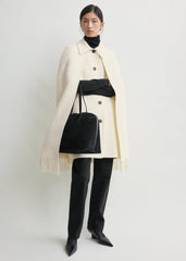 Fringe cape coat winter white petite