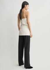 Strapless crepe pocket top ecru