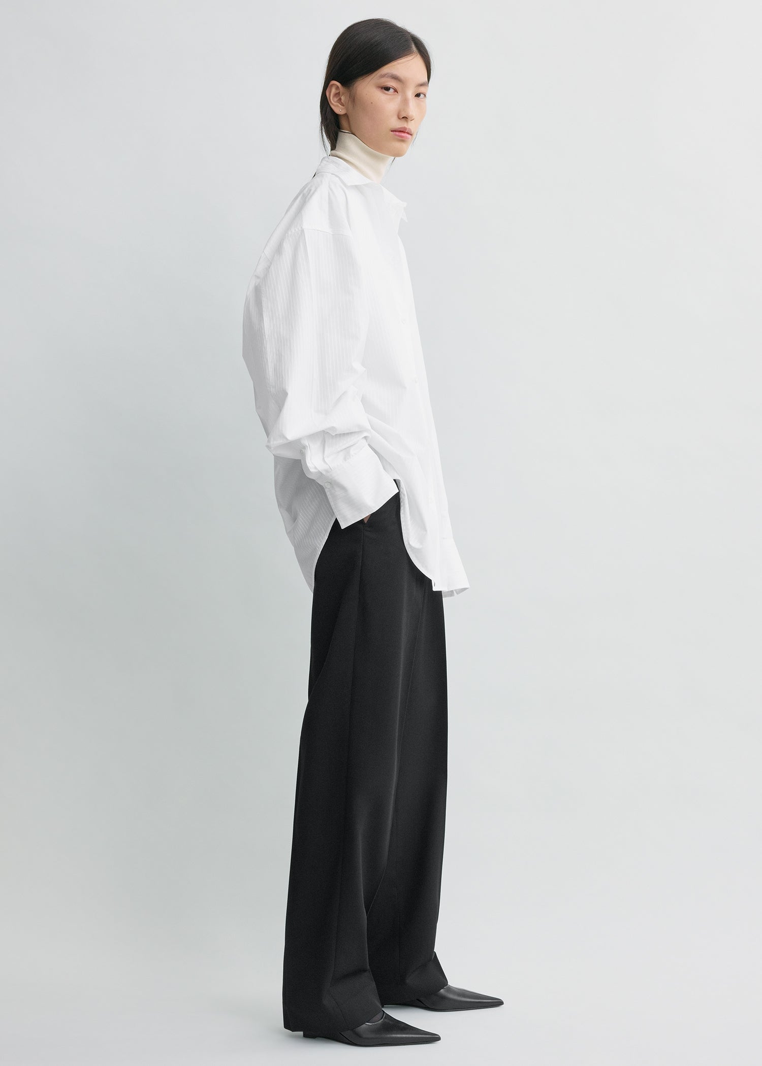 Oversized striped shirt white petite