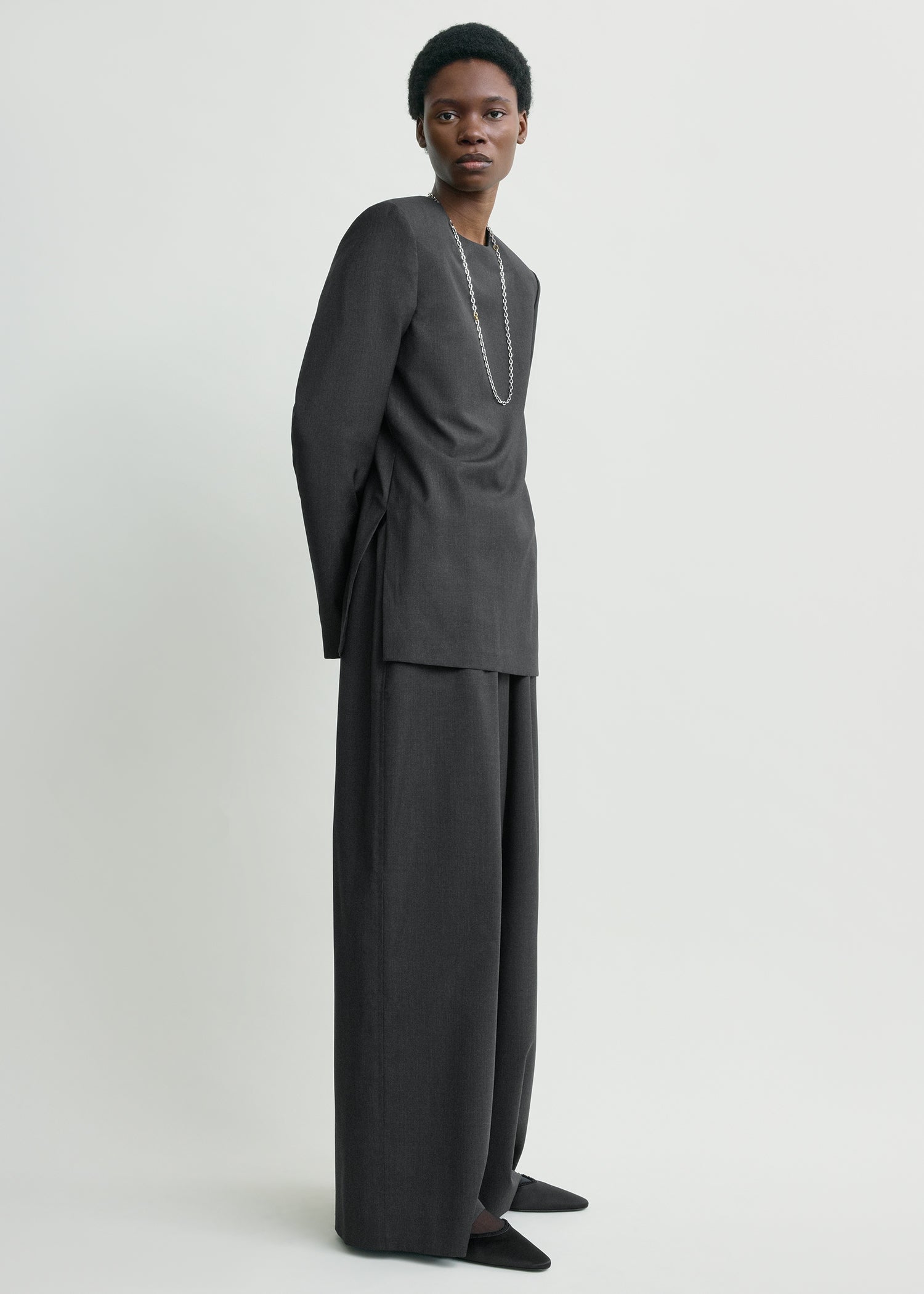 Tailored dinner blouse charcoal
