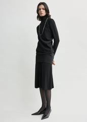 High-neck twist blouse black