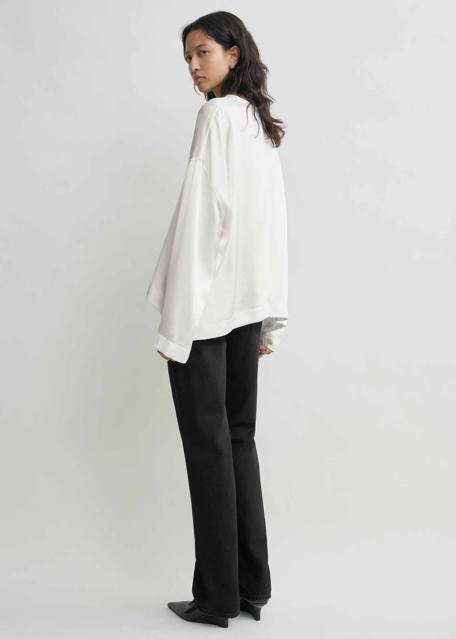 Boxy satin top white