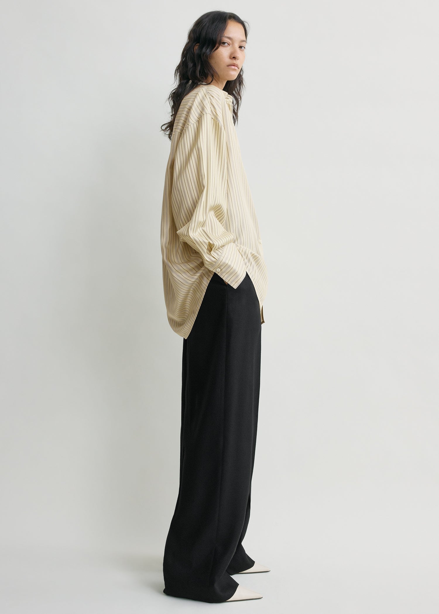 Oversized striped shirt beige/brown petite