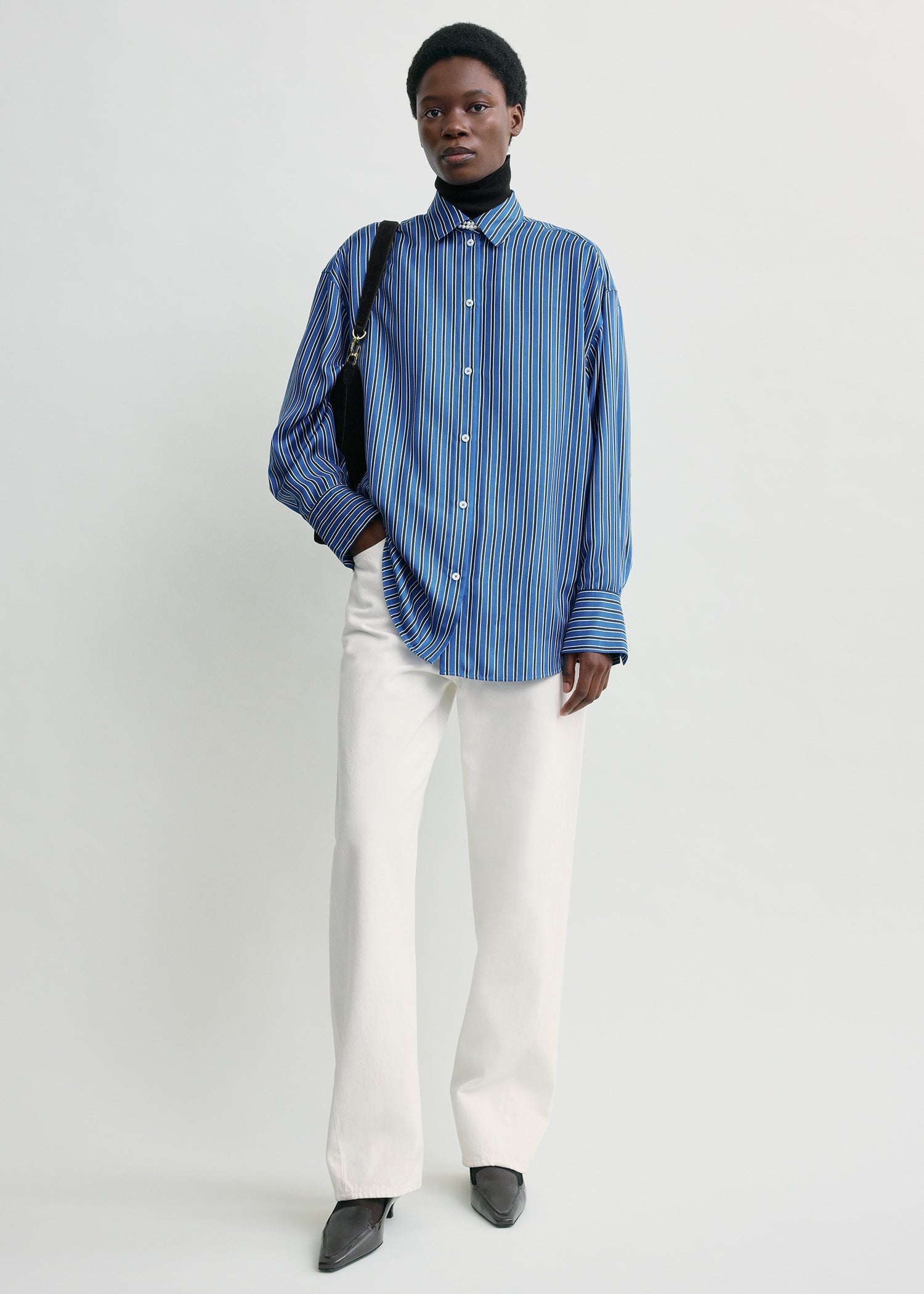 Oversized striped shirt blue/navy petite