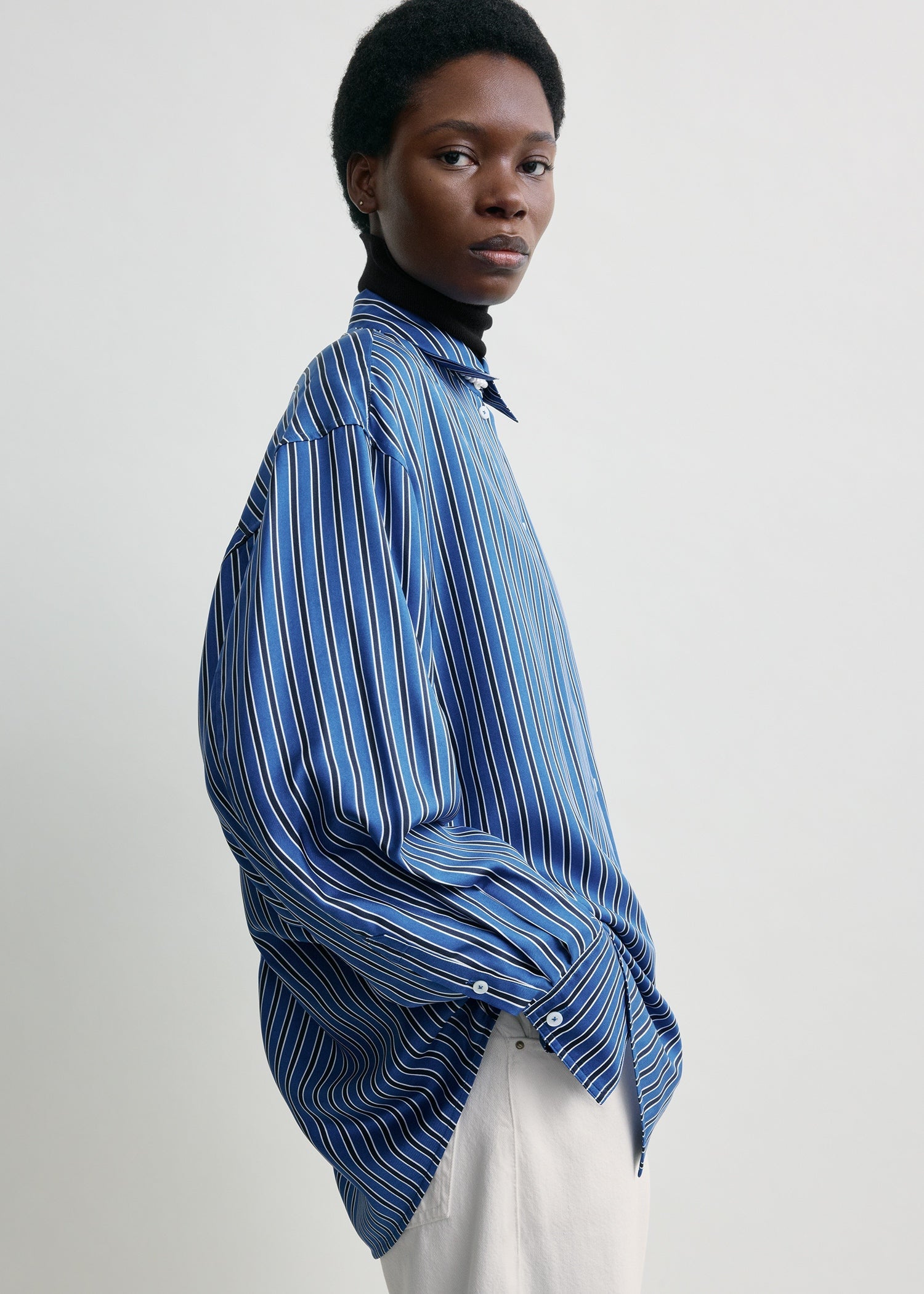 Oversized striped shirt blue/navy petite