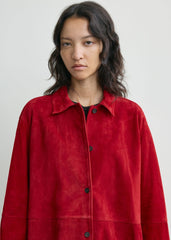 Soft suede overshirt poppy