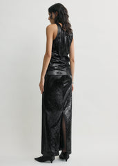 Curved sequin tank black