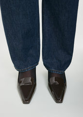Patent loafer pumps brown