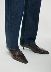 Patent loafer pumps brown
