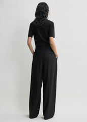 Wide flannel trousers black petite