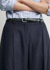 Wide flannel trousers navy