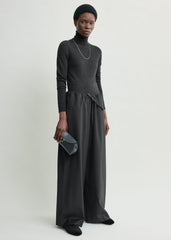 Drawstring dinner trousers charcoal melange petite