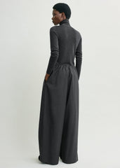 Drawstring dinner trousers charcoal melange petite