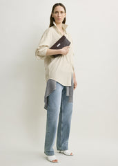 Clip lizard-embossed clutch brown