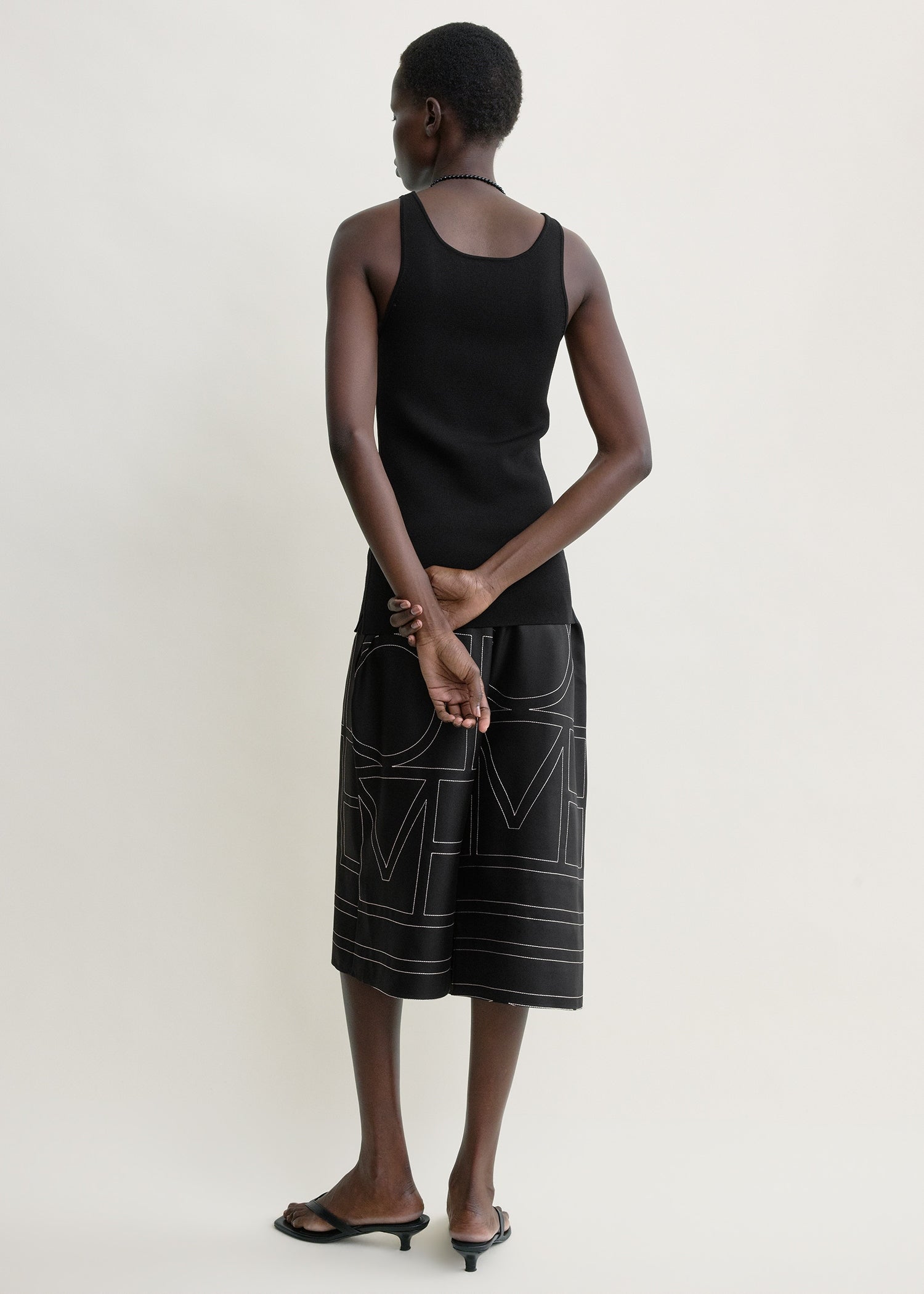 Monogram silk pj culottes black