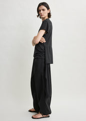 Drawstring cotton trousers black