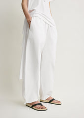 Drawstring cotton trousers white
