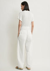 Drawstring cotton trousers white
