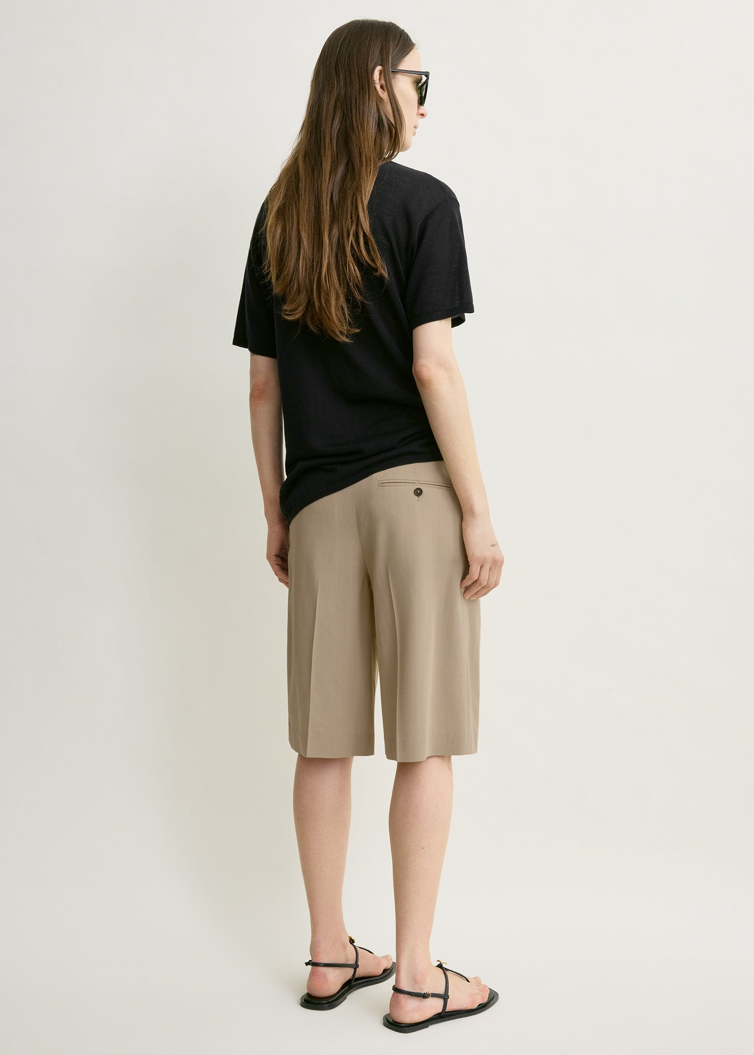 Wide tailored shorts overcast beige
