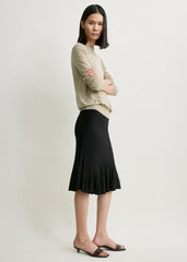 Fluted knit skirt black