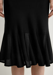 Fluted knit skirt black