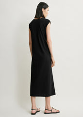 Tie-waist jersey dress black