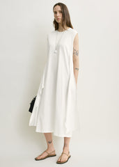 Tie-waist jersey dress off-white
