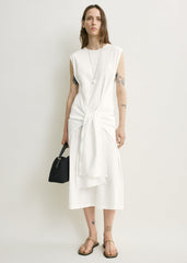 Tie-waist jersey dress off-white