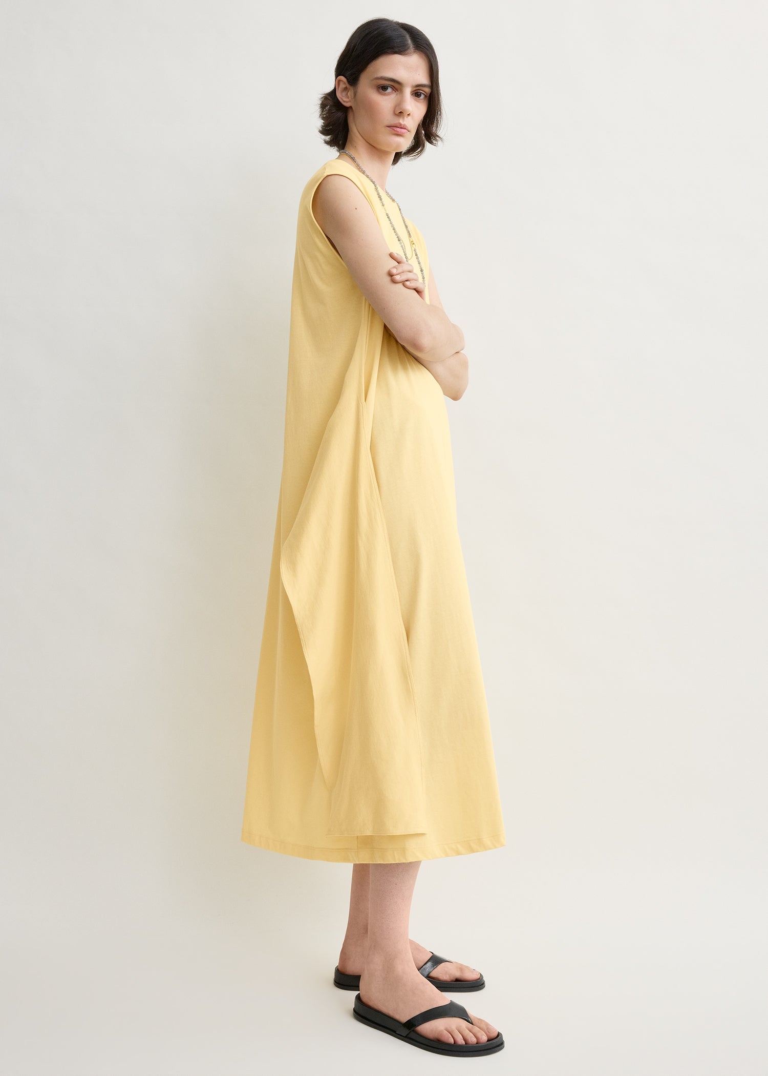 Tie-waist jersey dress buttercup