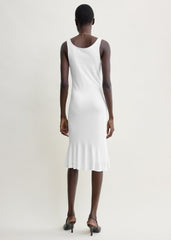 Fluted hem dress optic white