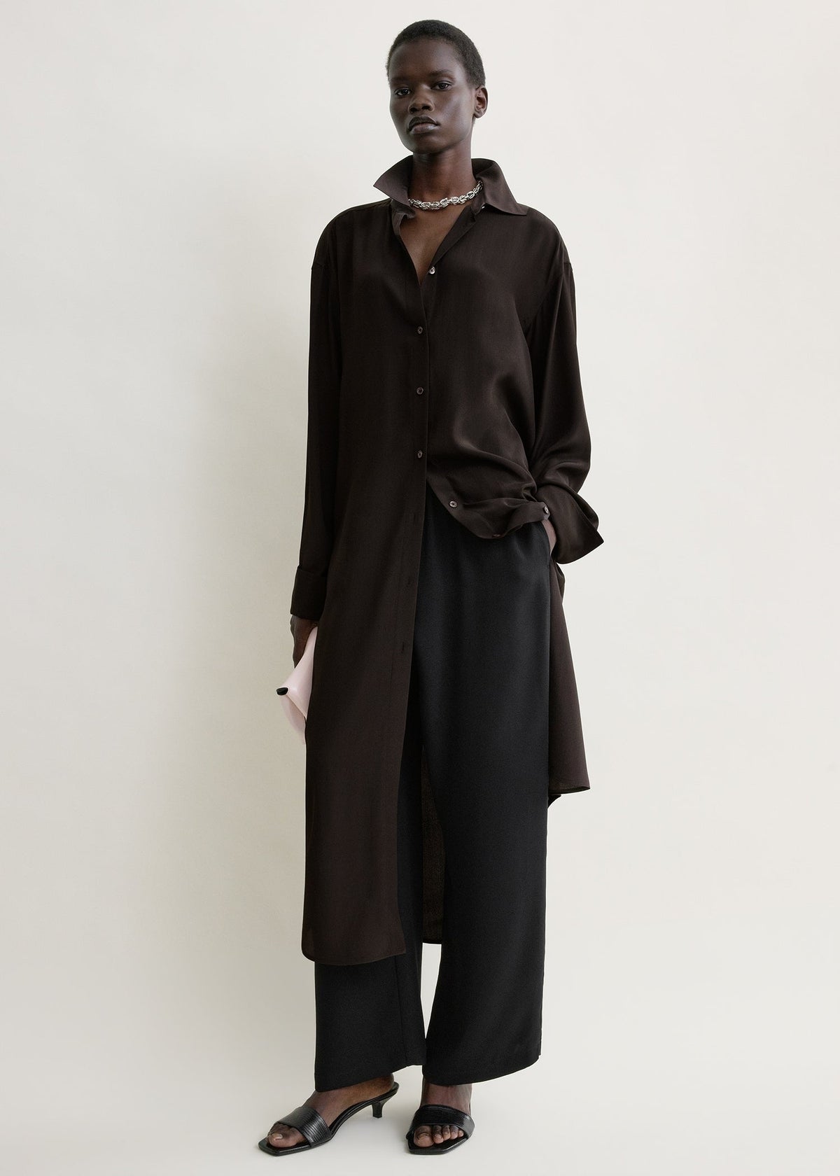 Silk shirtdress brown