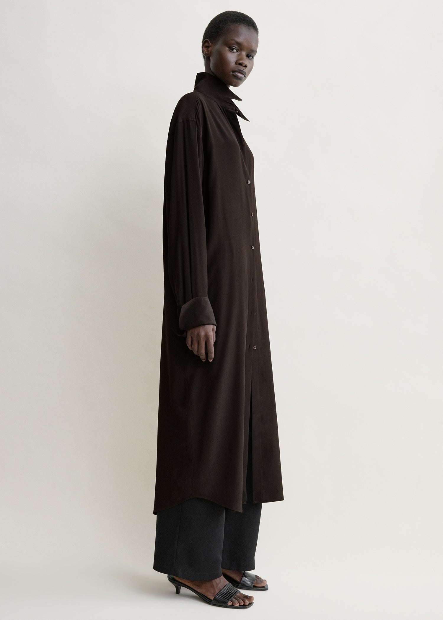 Silk shirtdress brown
