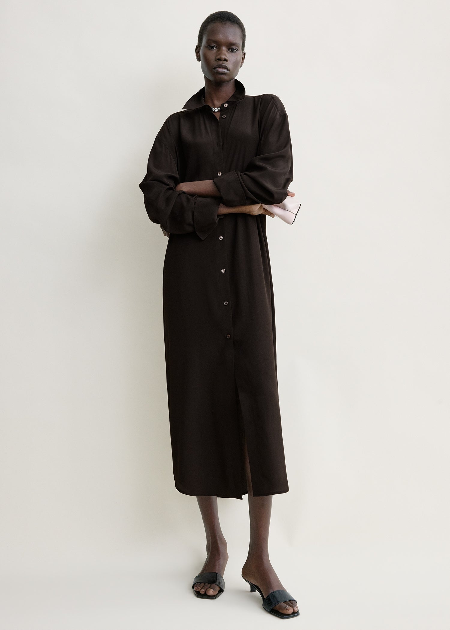 Silk shirtdress brown