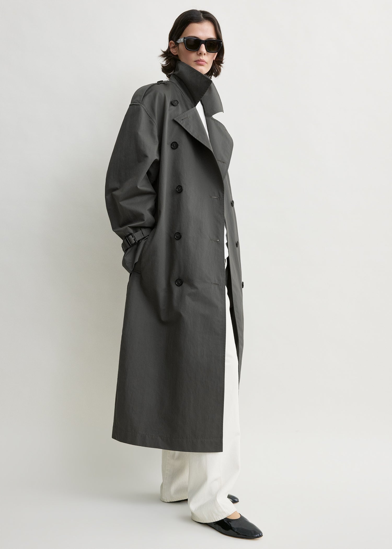 Crisp summer trench taupe