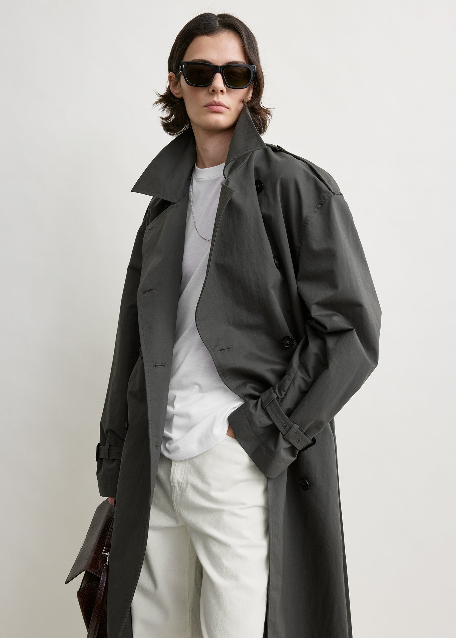 Crisp summer trench taupe