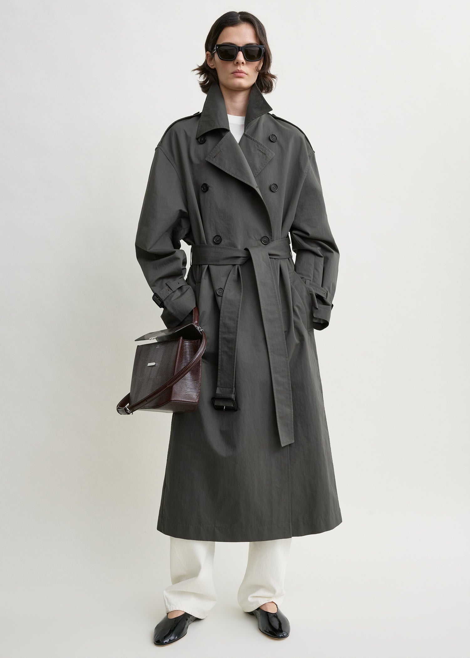 Crisp summer trench taupe