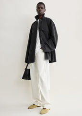 Collared drawstring jacket black
