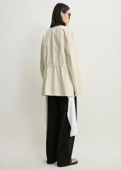 Collared drawstring jacket oyster